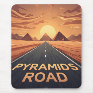 Golden Pyramids Road Egypt Sunset Art Mouse Mat