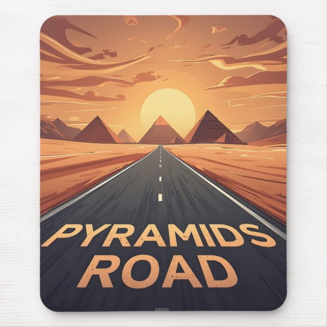 Golden Pyramids Road Egypt Sunset Art Mouse Mat (Front)
