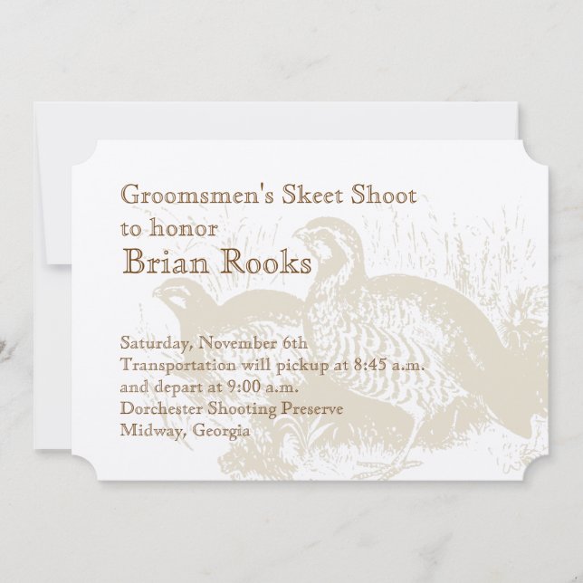 Golden Quail Plantation Invitation (Front)