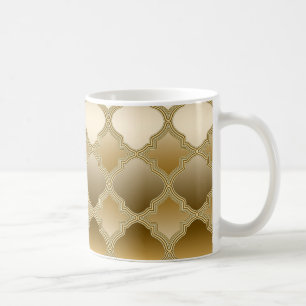 Golden Quatrefoil Moroccan Lattice Pattern Coffee Mug