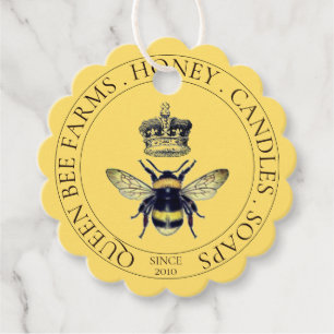 Golden Queen Bee Honey Products Favour Tags