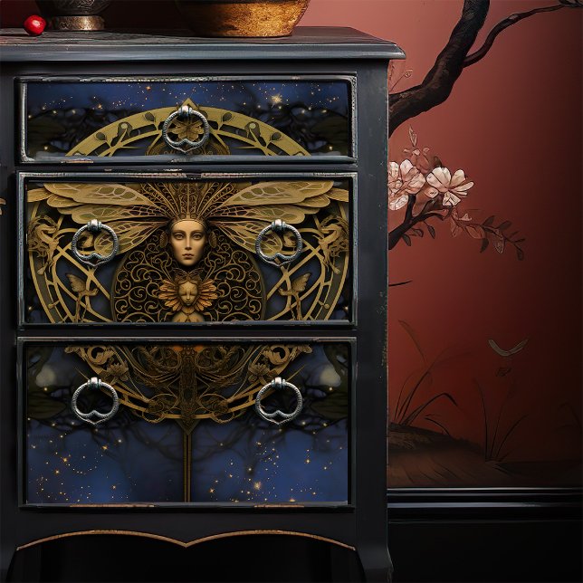 Golden Queen Bee Steampunk Art Nouveau Tissue Paper (Creator Uploaded)