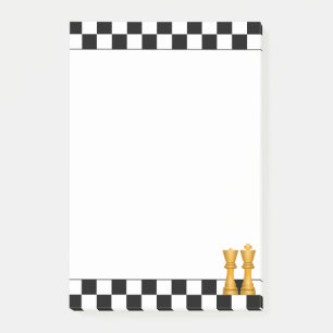 Golden Queen & King on Black & White Chess Post-it Notes