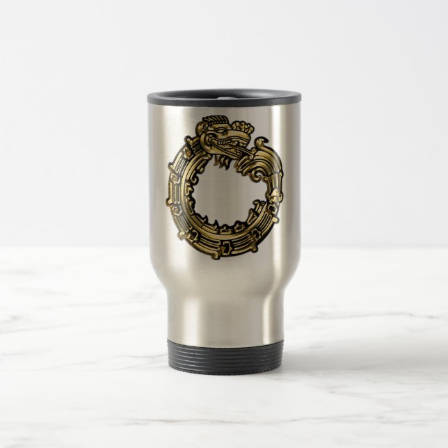 Golden Quetzalcoatl Travel Mug (Center)