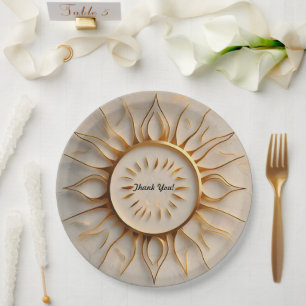 "Golden Radiance Rise" Paper Plate