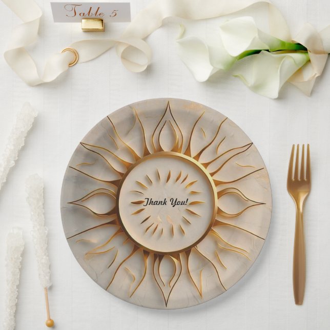 "Golden Radiance Rise" Paper Plate (Wedding)