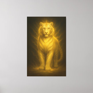 Golden Radiance White Tiger – Premium Fantasy Art Canvas Print