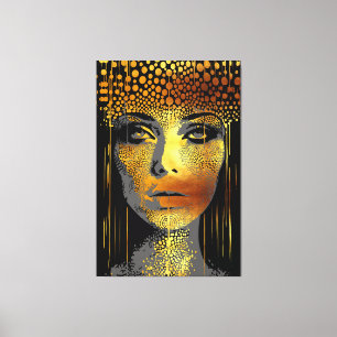 Golden Radiance: Woman's Beauty Embodied Canvas Print