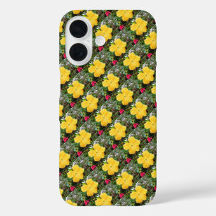 "Golden Radiance: Yellow Hibiscus Flower on a Tree iPhone 16 Case