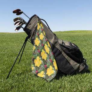 "Golden Radiance: Yellow Hibiscus Flower on a Tree Golf Towel