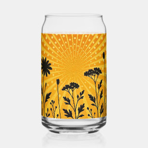 Golden radiant polka dot silhouette Bloom Can Glass
