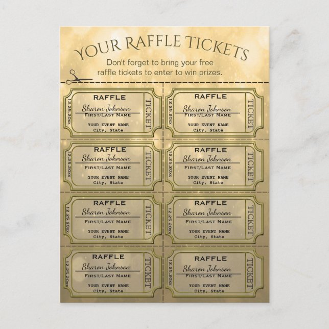 Golden Raffle Tickets Postcard (Front)