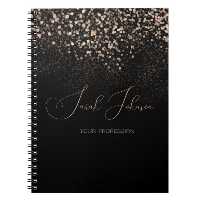 Golden Rain Black Personalised Professional  Notebook (Front)