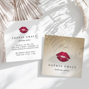 Golden Rain Makeup Artist Lips Square Business Card