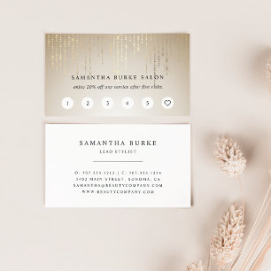 Golden Rain String Lights Loyalty Cards