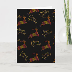 Golden Rainbow Reindeer Christmas Holiday Card