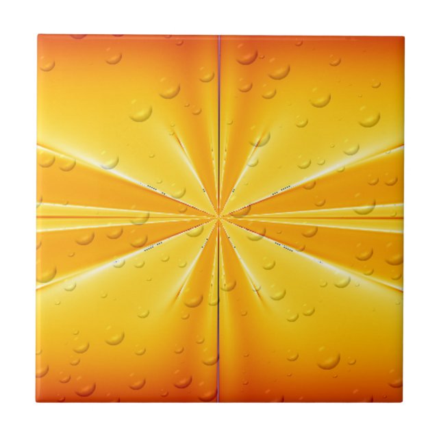 Golden Raindrops Ceramic Tile (Front)