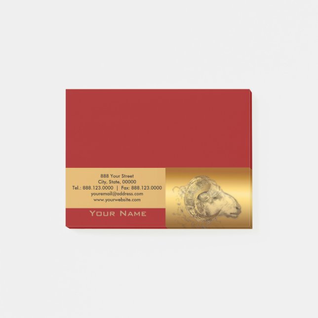 Golden Ram 2 Chinese New Year of the Sheep 2015 Post-it Notes (Front)