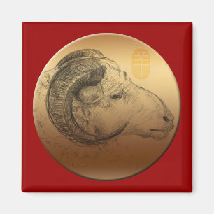 Golden Ram Chinese New Year of the Sheep 2015 Magnet