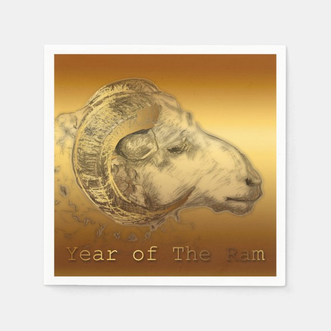 Golden Ram - Chinese Year - paper Napkins (Front)