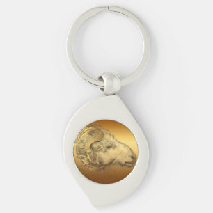 Golden Ram Chinese Year Zodiac Aries Keychain