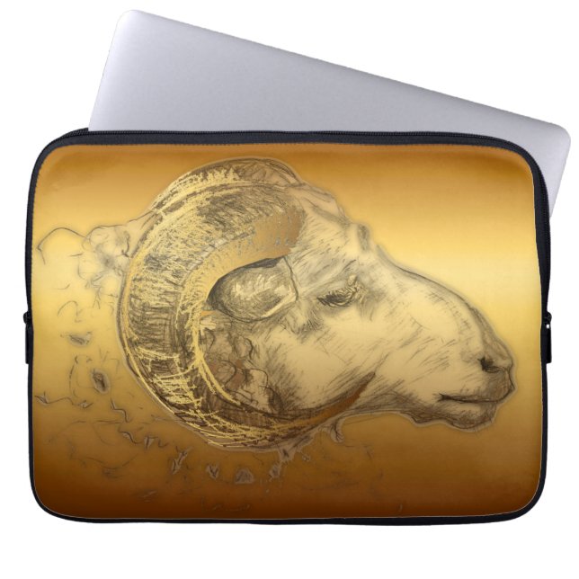 Golden Ram Sheep Chinese New Year 2015 - Laptop Sleeve (Front)