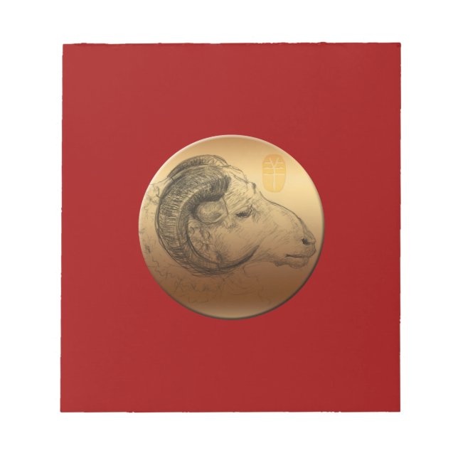 Golden Ram Year Chinese Astrology Notepad (Front)