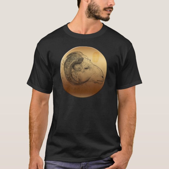 Golden Ram Year Chinese Astrology Zodiac B Men Tee (Front)