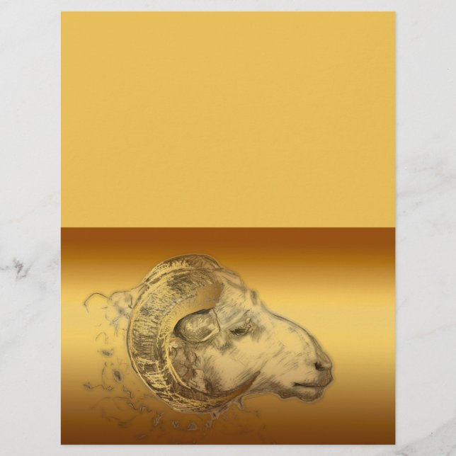 Golden Ram Year Chinese Zodiac Aries Letterhead (Front)