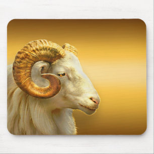 Golden Ram's Head, Chinese Year of the Ram Mouse Mat