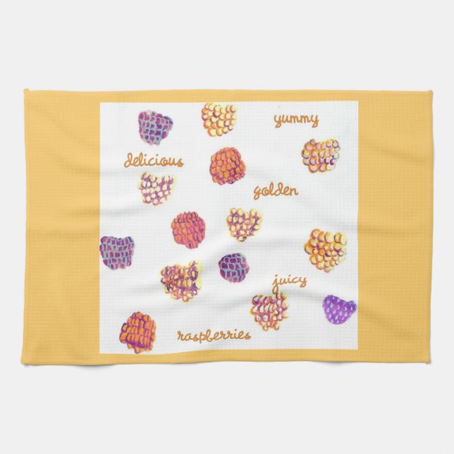 Golden Raspberries American MoJo Kitchen Towel (Horizontal)