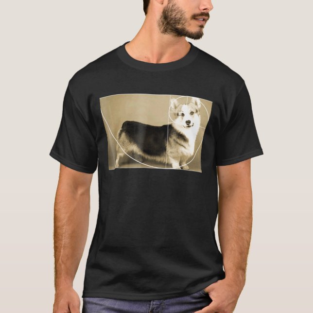 Golden Ratio Corgi Fibonacci Spiral Math Tee (Front)
