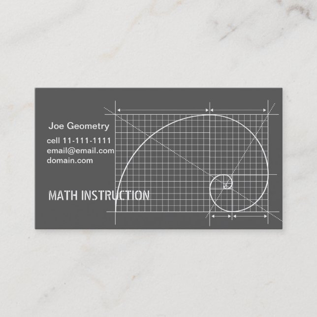 Golden Ratio, Fibonacci Spiral, Drawing Business Card (Front)