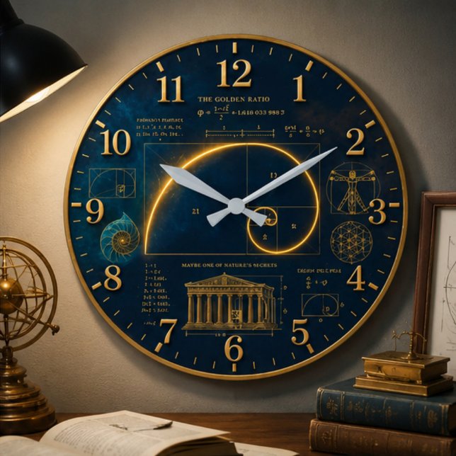 Golden Ratio Fibonacci Spiral Mathematics Large Clock (Creator Uploaded)