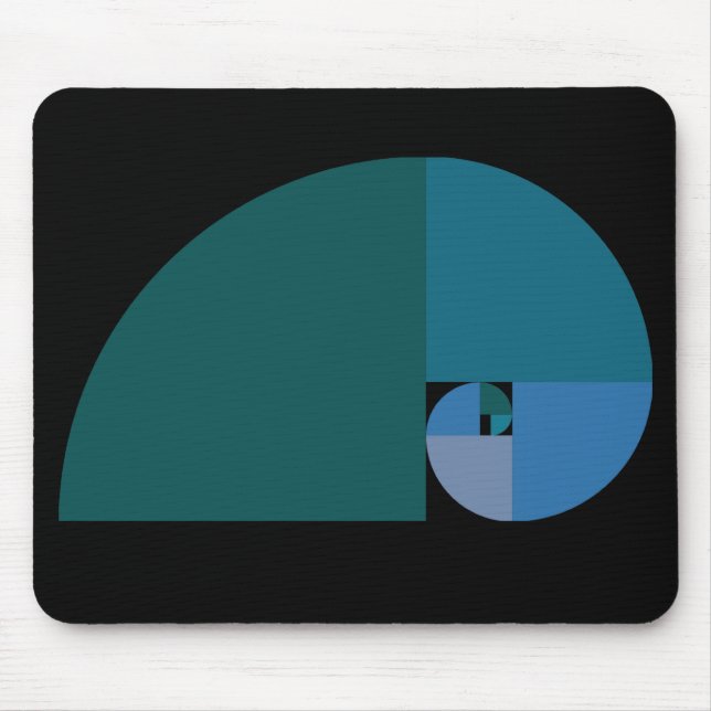 Golden Ratio, Fibonacci Spiral Mouse Mat (Front)