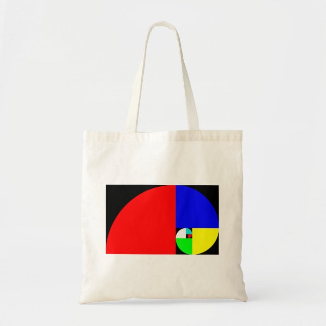 Golden Ratio, Fibonacci Spiral Tote Bag (Front)