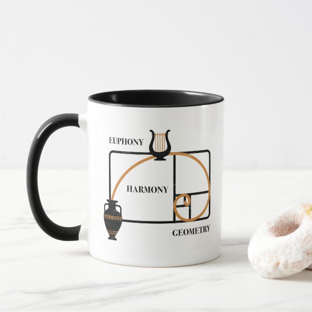 Golden Ratio Greece: Euphony, Harmony, Geometry Mug (With Donut)