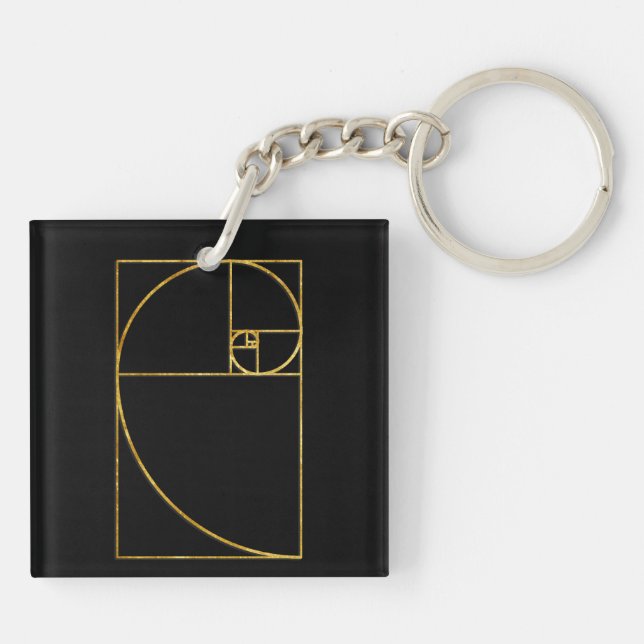 Golden Ratio Sacred Fibonacci Spiral Key Ring (Back)