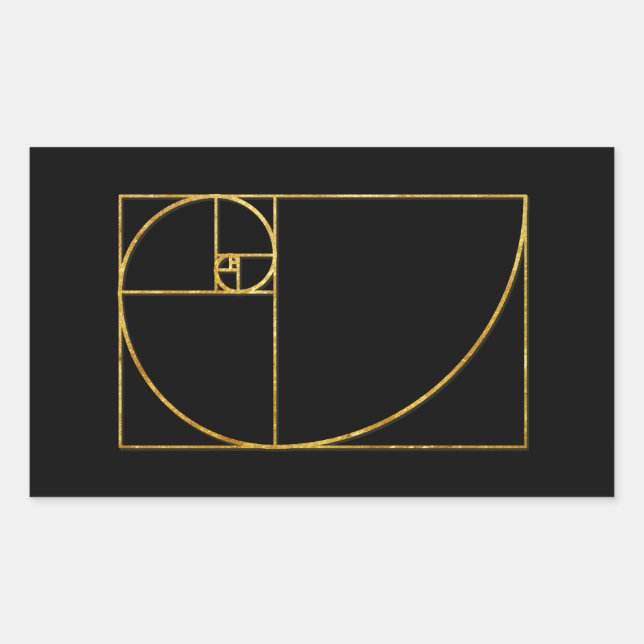 Golden Ratio Sacred Fibonacci Spiral Rectangular Sticker (Front)