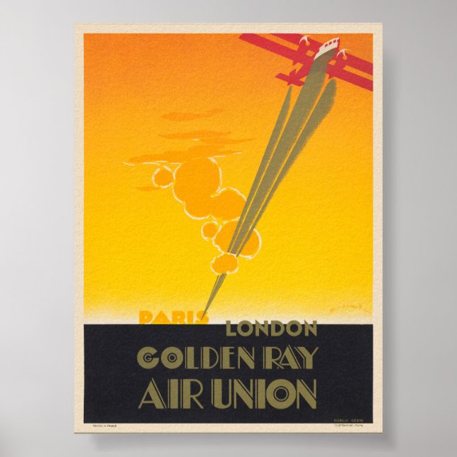 Golden Ray Air Union France Vintage Poster 1927 (Front)