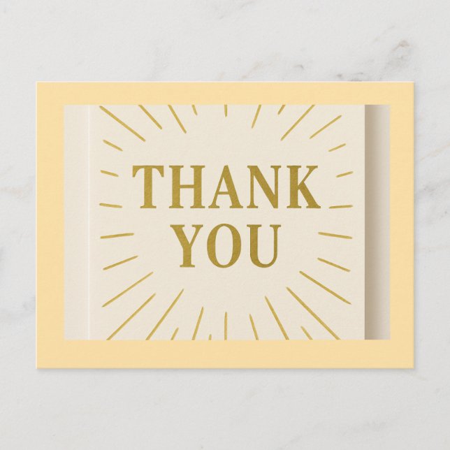 Golden Rays Thank You Card – Elegant Greetings  (Front)