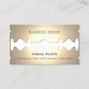 Golden razor funny faux look business card