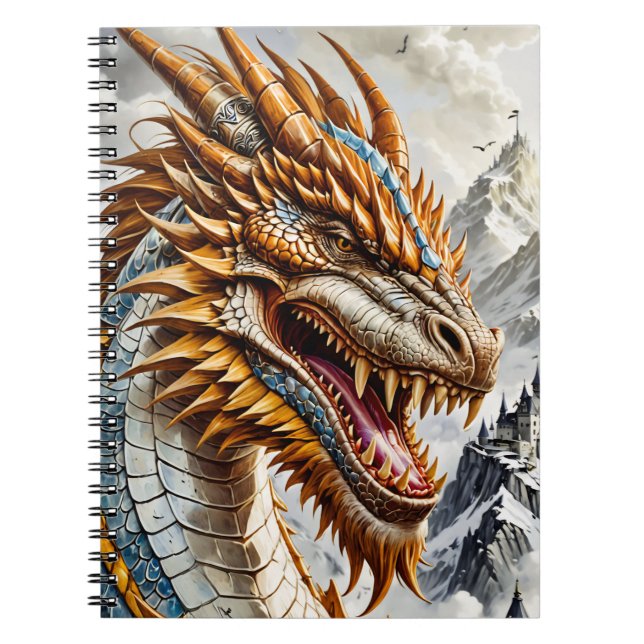 Golden Realistic Dragon Notebook (Front)