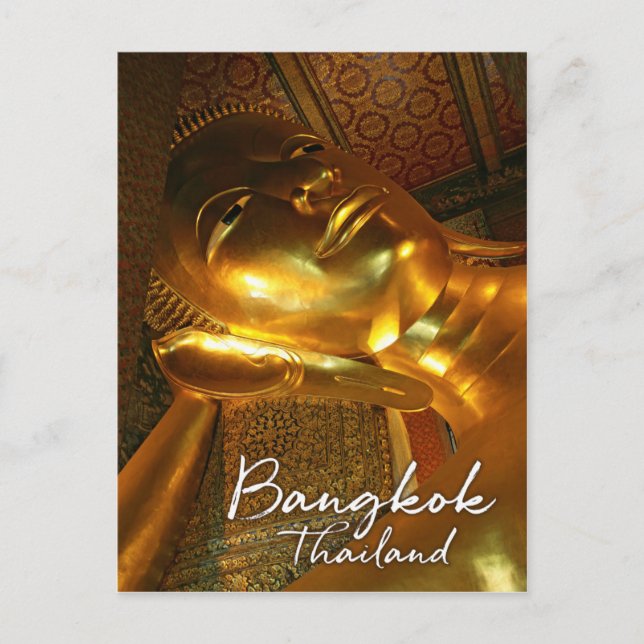 Golden reclining buddha, Bangkok Thailand Postcard (Front)