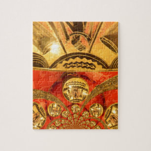 Golden red African traditional art Jigsaw Puzzle