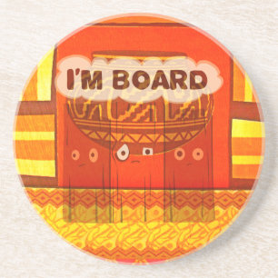 Golden Red African Traditional Colors Funny Am bor Coaster
