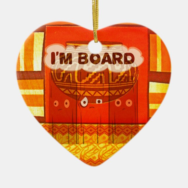 Golden Red African Traditional Colours Funny Am bo Ceramic Tree Decoration (Front)