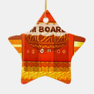 Golden Red African Traditional Colours Funny Am bo Ceramic Tree Decoration