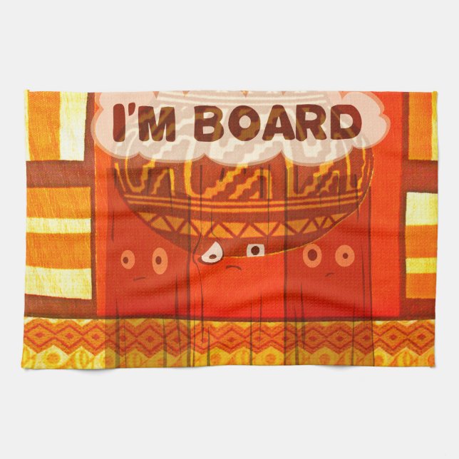 Golden Red African Traditional Colours Funny Am bo Tea Towel (Horizontal)