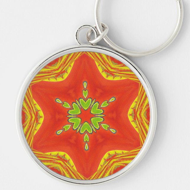 Golden red African Traditional colours Key Ring (Front)